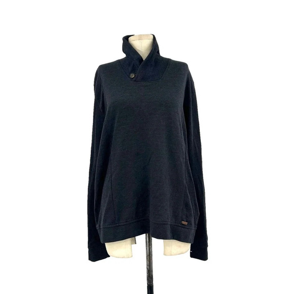 Ted Baker Vernilla Men's Navy Blue Gray Collared Sweatshirt Size 6 /‎ US 2XL - Picture 1 of 9